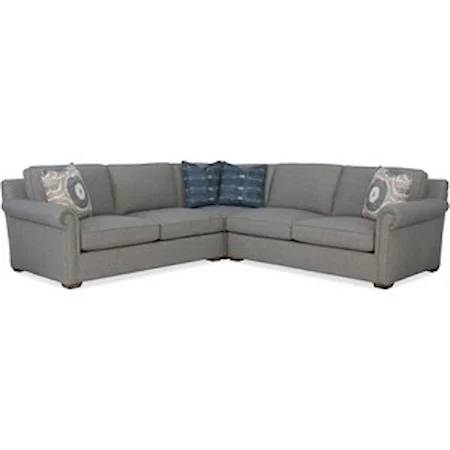Transitional Sectional Sofa with Four Accent Pillows