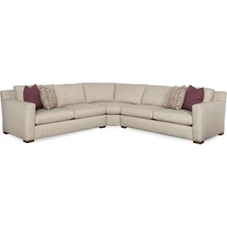 Contemporary Sectional Sofa with Four Accent Pillows