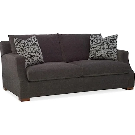 Transitional City Scale Sofa with Two 21" Accent Pillows