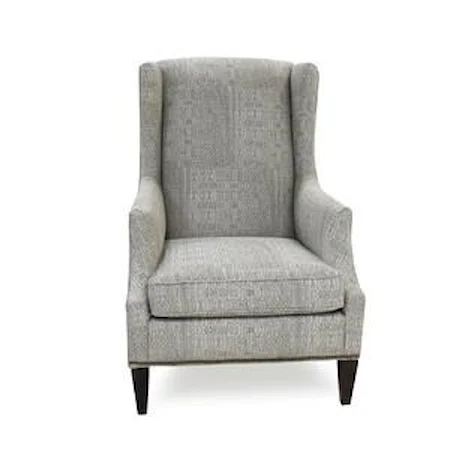Transitional Wing Chair with Tapered Wood Legs