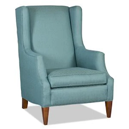 Transitional Wing Chair with Welt Cord and Tapered Wood Legs