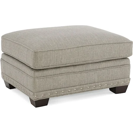 Transitional Ottoman with Nailhead Trim