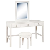 3 Drawer Vanity Desk and Stool Set with LED Mirror