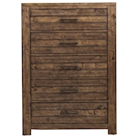 Rustic 5-Drawer Chest with Distressed Finish
