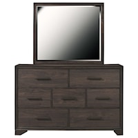 Contemporary 7-Drawer Dresser and Beveled Mirror Combo
