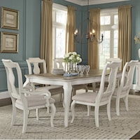 Traditional White 7-Piece Table and Chair Set