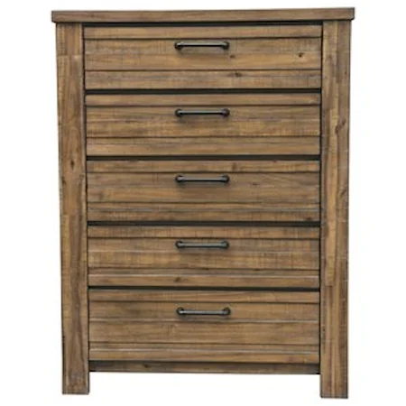 5-Drawer Chest in Weathered Wood Finish