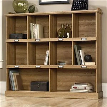 Bookcase with Cubbyhole Storage and Metal Label Holders 