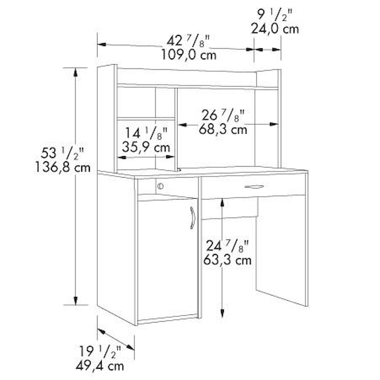 Sauder Beginnings Desk with Hutch