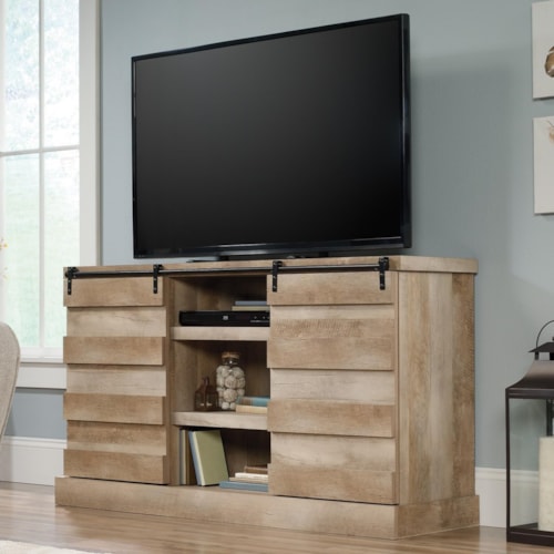 Farmhouse TV/Entertainment Credenza with Sliding Doors