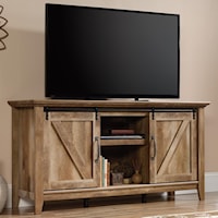 Rustic Finish Credenza/TV Stand with Barn Doors