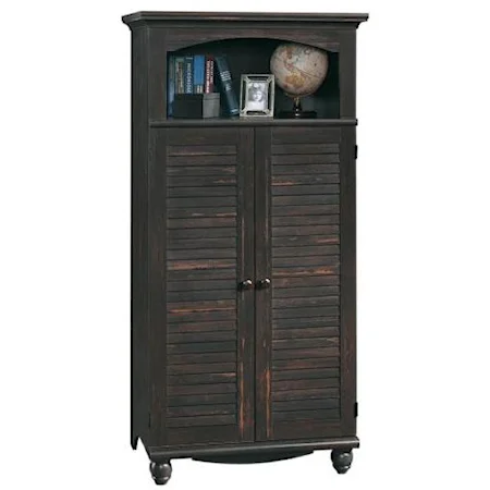 Coastal Computer Armoire with Louver Door Panels