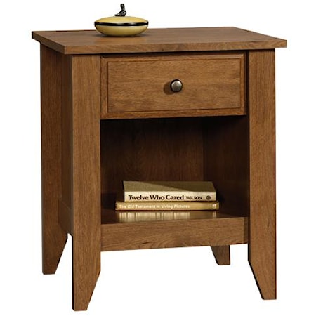 Transitional One-Drawer Nightstand with Lower Shelf Storage
