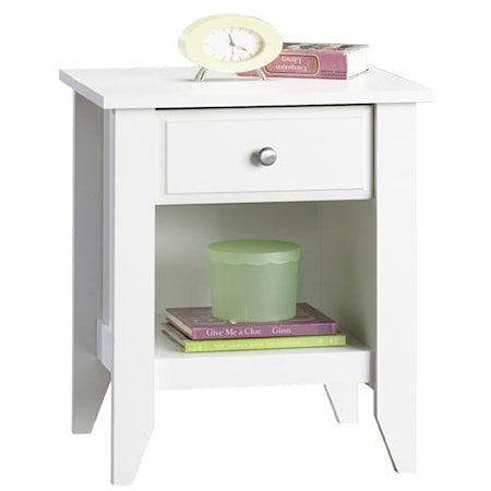 Transitional One-Drawer Night Stand with Lower Storage Shelf