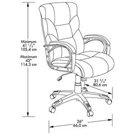 Contemporary Deluxe Leather Executive Chair with Leather Padded Armrests