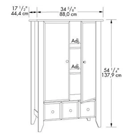 2 Door Armoire with Drawer