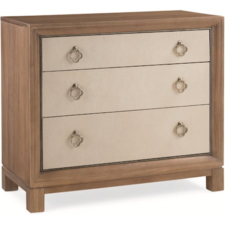 "Glam-More" & "Much to My Shagreen" Nightstand with 3 Drawers and 3-Plug Electrical Outlet