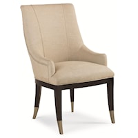 "A La Carte" Fabric Upholstered Dining Chair with Sling Arm, Silver Ferrules and Nail Head Trim