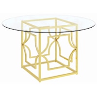 Modern Metal Dining Table with Tempered Glass Top