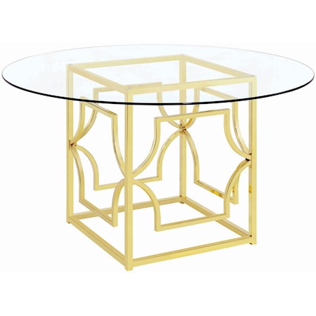 Modern Metal Dining Table with Tempered Glass Top