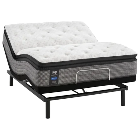 King 13 1/2" Plush Euro Pillow Top Pocketed Coil Mattress and Ergomotion Pro Tract Extend Power Base
