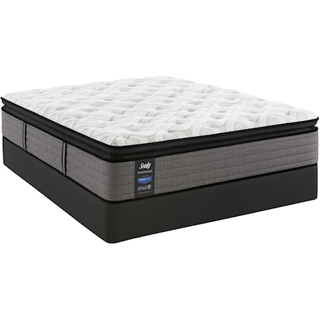 Queen 14" Cushion Firm Euro Pillow Top Encased Coil Mattress and 5" Low Profile StableSupport™ Foundation