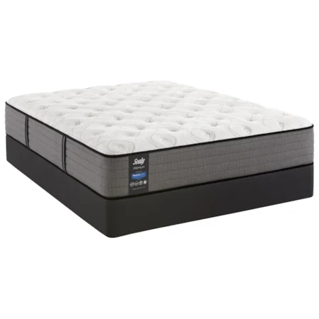 Queen 12 1/2" Cushion Firm Pocketed Coil Mattress and 5" Low Profile StableSupport™ Foundation