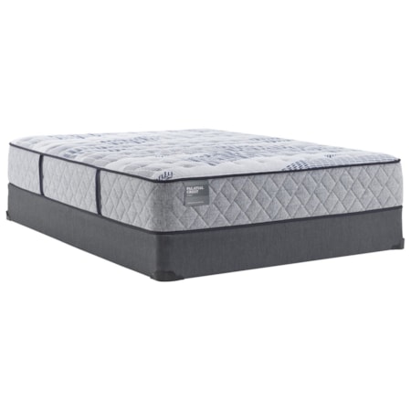 Queen 12 1/2" Cushion Firm Pocketed Coil Mattress and 5" Low Profile Foundation