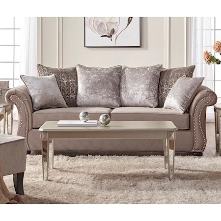 Traditional Stationary Sofa with Nailhead Trim