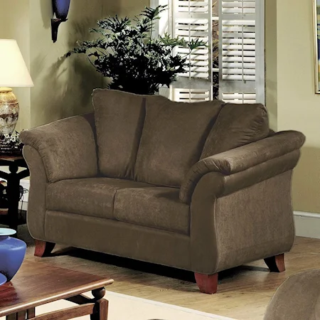 Transitional Loveseat with Flare Tapered Padded Arms