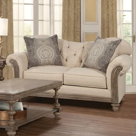 Traditional Stationary Loveseat with Tufted Back