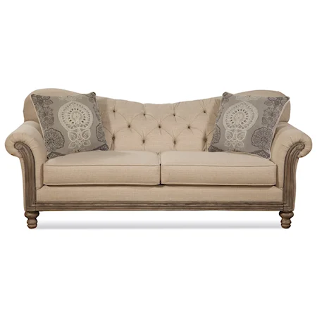 Traditional Stationary Sofa with Tufted Seatback