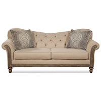 Traditional Stationary Sofa with Tufted Seatback