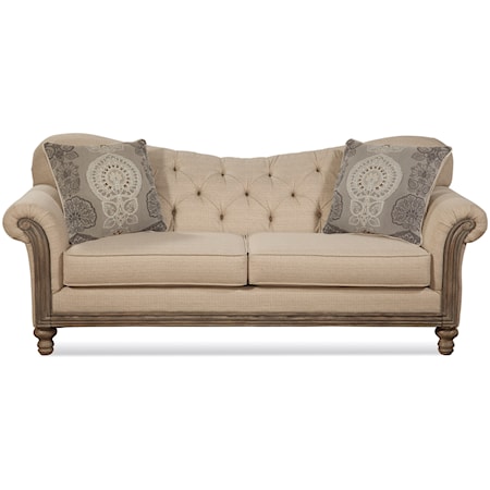 Traditional Stationary Sofa with Tufted Seatback