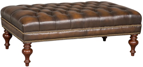 Traditional Rectangular Cocktail Ottoman with Button Tufting
