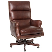 Classic Styled Leather Desk Chair with Nail Head Trim