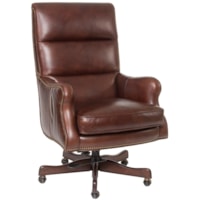 Classic Styled Leather Desk Chair with Nail Head Trim