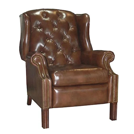 Traditional Tufted Back Wing Style High Leg Recliner
