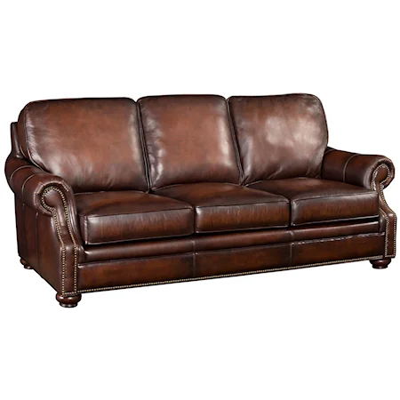 Traditional Leather Sofa with Nailhead Trim