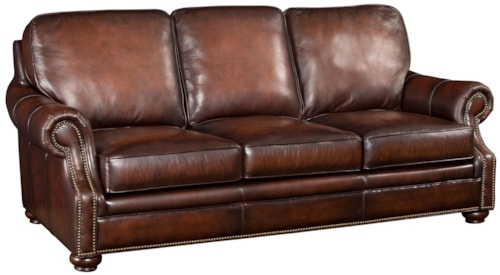 Traditional Leather Sofa with Nailhead Trim
