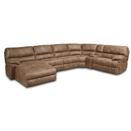 Casual Six Piece Power Reclining Sectional With Right Chaise