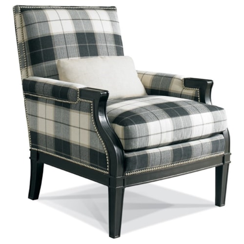 Traditional Upholstered Chair with Carved Wood Detail