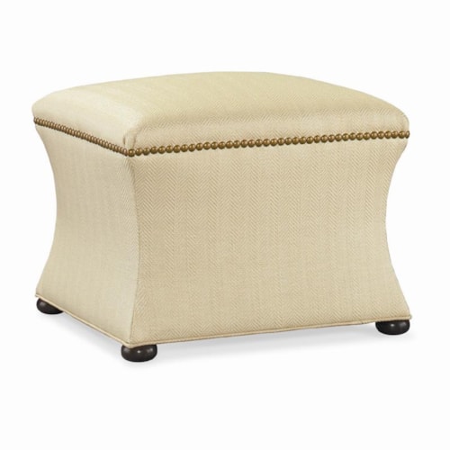 Convex Bench / Ottoman with Nailhead Trim and Bun Feet
