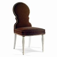Shaped Dining Side Chair with Reeded Legs and Nailhead Trim