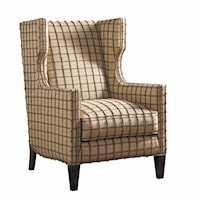 Wing Chair with Nail Head Trim and Tapered Wood Legs