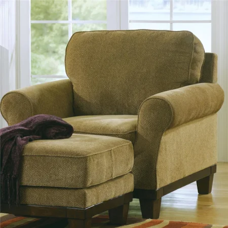 Upholstered Chair with Wood Skirt