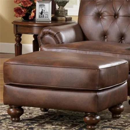 Accent Ottoman with Rounded Turned Feet