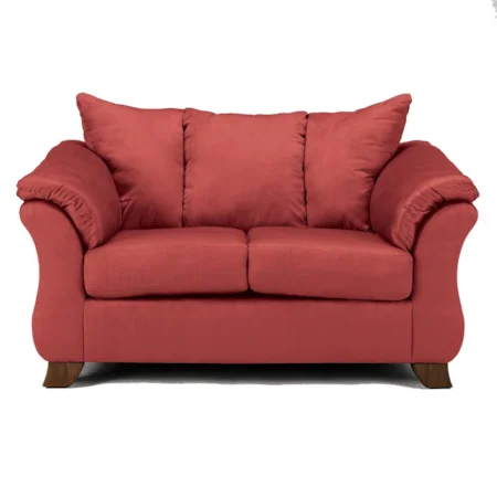 Contemporary Love Seat with Exposed Wood Feet