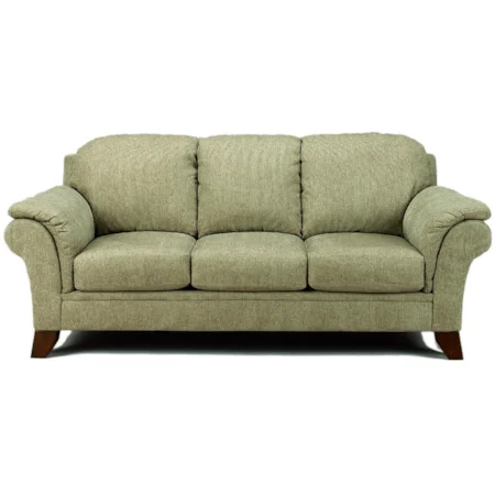 Sofa with Flared Pillow Arms and Tapered Feet