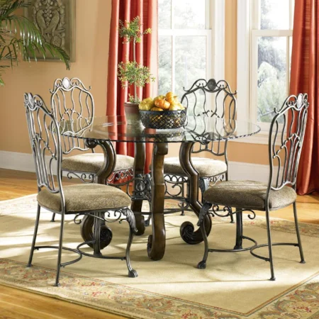 Scalloped Edge Dining Table and Four Side Chair Set